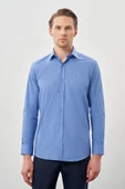 Mavi Uzun Kol Filafil Sert Yaka  Slim Fit Dar Kesim Basic Gömlek 1004210008 thumbnail 1