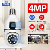 4MP Ampul Kablosuz Wifi Kamera Çift Lens  IP 2 Yönlü Ses Otomatik İzleme AI İnsansı Algılama - 1