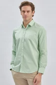 Açık Yeşil Uzun Kollu Cepsiz Pamuklu Klasik Slim Fit Gömlek 1004240230 thumbnail 4