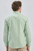 Açık Yeşil Uzun Kollu Cepsiz Pamuklu Klasik Slim Fit Gömlek 1004240230 thumbnail 5