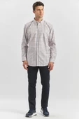 Kiremit Uzun Kol Ekose Desen Bez Ayağı Smart Düğmeli Yaka Classic Comfort Fit Gömlek 1004240253 thumbnail 3