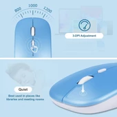 Apple iPad 7. Nesil 10.2" Uyumlu Kablosuz Bluetooth Şarj Edilebilir Klavye Mouse Seti - Mavi - 4