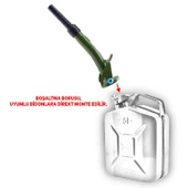 Metal Benzin Bidonu 10 Litre Akaryakıt Mazot Sıvı Taşıma Doldurma Depolama Bidonu + Aktarma Borusu - 5