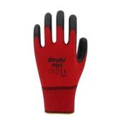 Beybi PN5 Kırmızı Polyester Örme Nitril Kaplı İş Eldiveni 9 No 12 Çift - 2
