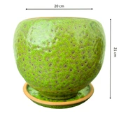 Bitki Tasarımı Yeşil Şekilli Artistik Çift Sırlı İç Ve Dış Mekan Kullanımlı Tabaklı Toprak Terrakota Saksı Saksılık Salon Çiçeklik thumbnail 2