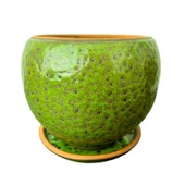 Bitki Tasarımı Yeşil Şekilli Artistik Çift Sırlı İç Ve Dış Mekan Kullanımlı Tabaklı Toprak Terrakota Saksı Saksılık Salon Çiçeklik thumbnail 4