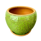 Bitki Tasarımı Yeşil Şekilli Artistik Çift Sırlı İç Ve Dış Mekan Kullanımlı Tabaklı Toprak Terrakota Saksı Saksılık Salon Çiçeklik thumbnail 3