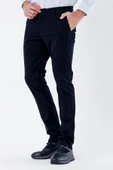 Koyu Lacivert Pamuklu Yandan Cepli Casual Slim Fit Chino Pantolon 1003235117 thumbnail 2