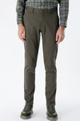 Koyu Haki Pamuklu Yandan Cepli Casual Slim Fit Chino Pantolon 1003235120 thumbnail 1