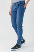 Koyu Mavi Gabardin 5 Cepli Slim Fit Dar Kesim Casual Denim Jean Kot Pantolon 1023240150 - 1