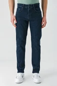Koyu Lacivert Gabardin 5 Cepli Slim Fit Dar Kesim Casual Denim Jean Kot Pantolon 1023240150 - 1