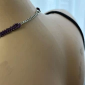 El Yapımı Bohem Model Halkalı Kolye (Mürdüm Renk) - 4