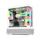 GAMETECH PHANTOM 6X120MM ARGB FANLI TYPE-C GAMİNG OYUNCU BİLGİSAYAR KASASI BEYAZ thumbnail 1