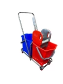 Çift Kovalı Krom Temizlik Arabası Paspas Arabası Islak Mop Seti 10 Adet Mop thumbnail 5