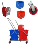 Çift Kovalı Krom Temizlik Arabası Paspas Arabası Islak Mop Seti 10 Adet Mop thumbnail 4