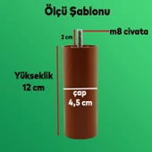 Mobilya Kanepe Koltuk Baza Yükseltme M8 Civatalı İnce Diş Destek Ayağı Ayakları Kahve 12 cm 8 Adet - 2
