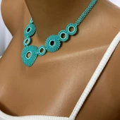 El Yapımı Bohem Model Halkalı Kolye (Gök Mavisi) - 2