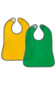 2 Adet Cırtlı Mama Önlüğü 28,5x38,5 cm İkea 2'li Set Çocuk Yemek Önlüğü Sarı-Yeşil Önlük - 1