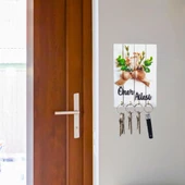 Veraart Kurdele Çiçek Tablo Anahtar Askılığı 4 Kanca Anahtar Askısı İsme Özel Organizer Anahtar Düzenleyici - 5