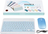 Hometech Alfa 8 MRC 8" Uyumlu Kablosuz Bluetooth Şarj Edilebilir Klavye Mouse Seti - Mavi - 8