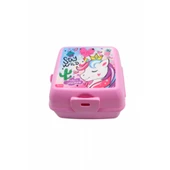Piev 2 Bölmeli Kilitli Çatal Kaşıklı Unicorn Beslenme Kabı Pembe - 4