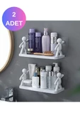 2 ADET Banyo Rafı Sevimli İnsan Dekoratif Kendinden Yapışkanlı Banyo Askısı Düzenleyici - 2