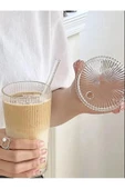4 Adet Mika Cam Origami Stil ipetli Bardak Kapaklı | Kahve Ve Sunum Bardağı I Kokteyl Bardak 600ML - 2
