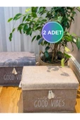 2 ADET Baskılı Çok Amaçlı Kutu Keçe Kapaklı Mini Püsküllü Katlanabilir Saklama Kutusu - 1