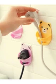 4 Ade Ayı Model Emoji Şekilli Yapışkanlı Fiş Tutucu Askısı Kablo Düzenleyici Sabitleyici - 2
