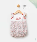 Çiçek Desen Bayramlık Kız Bebek Tulum 13725 - 1