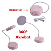 Şarjlı Akrobat 360° Masa Üstü Lamba 3 Kademe Dokunmatik Çalışma Okuma Işığı Gece Lambası Soft Işık thumbnail 5