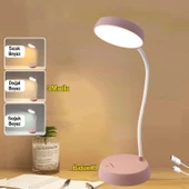 Şarjlı Akrobat 360° Masa Üstü Lamba 3 Kademe Dokunmatik Çalışma Okuma Işığı Gece Lambası Soft Işık thumbnail 2