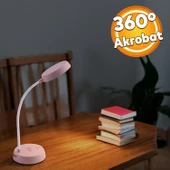 Şarjlı Akrobat 360° Masa Üstü Lamba 3 Kademe Dokunmatik Çalışma Okuma Işığı Gece Lambası Soft Işık thumbnail 1