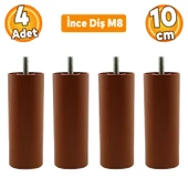 Mobilya Kanepe Koltuk Baza Yükseltme M8 Civatalı İnce Diş Destek Ayağı Ayakları Kahve 10 cm 4 Adet thumbnail 1
