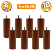 Mobilya Kanepe Koltuk Baza Yükseltme M8 Civatalı İnce Diş Destek Ayağı Ayakları Kahve 10 cm 8 Adet thumbnail 1