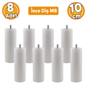 Mobilya Kanepe Koltuk Baza Yükseltme M8 Civatalı İnce Diş Destek Ayağı Ayakları Beyaz 10 cm 8 Adet thumbnail 1
