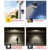 Dış Mekan Apliği Sensörlü Bahçe Duvar Aplik Güneş Enerjili 3 Modlu Sarı Işıklı 15 W Fener Lamba thumbnail 2