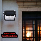 Dış Mekan Apliği Sensörlü Bahçe Duvar Aplik Güneş Enerjili 3 Modlu Sarı Işıklı 15 W Fener Lamba thumbnail 5