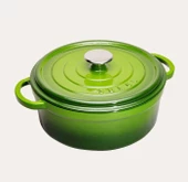 Sürel Degrade Koyu Yeşil 28cm Yuvarlak Derin Demir Döküm Tencere - 1