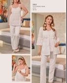Cossy By Aqua 25140 Fistolu 3 Lü İp Askılı Hamile Lohusa Pijama Sabahlık Tk - 4