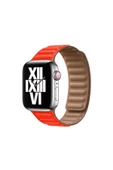 Apple Watch 7 6 5 4 3 2 Serisi 42 / 44 / 45 Uyumlu Baklalı Mıknatıslı Deri Kordon Kayış Kahve - 5