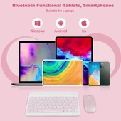 Telefon Tablet ve Tüm Cihazlar ile Uyumlu Kablosuz Bluetooth Şarj Edilebilir Klavye Mouse Seti - Pembe - 5