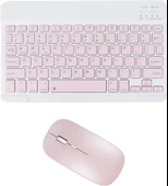 Telefon Tablet ve Tüm Cihazlar ile Uyumlu Kablosuz Bluetooth Şarj Edilebilir Klavye Mouse Seti - Pembe - 1
