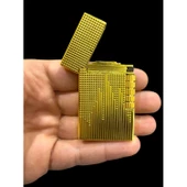 Sarı Nokta Desenli Yandan Çarklı Metal Gazlı Çakmak - 2