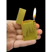 Sarı Nokta Desenli Yandan Çarklı Metal Gazlı Çakmak - 1