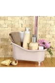 Plastik Mini Küvet Diş Fırçalık Sabunluk Lif Kabı Banyo Duş Düzenleyici Organizer Bej - 2