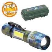 Beyaz Işık  Kamp Lambası Gece Aydınlatma 5 W Led Sağlam El Feneri Şarjlı Modlu Işıldak - 1
