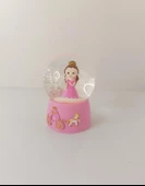 Kar Küresi Prenses Işıklı Cam Kar Küresi Ev Ofis Dekor Biblo Obje 9 cm - 6