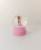 Kar Küresi Prenses Işıklı Cam Kar Küresi Ev Ofis Dekor Biblo Obje 9 cm - 5