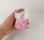 Kar Küresi Prenses Işıklı Cam Kar Küresi Ev Ofis Dekor Biblo Obje 9 cm - 2